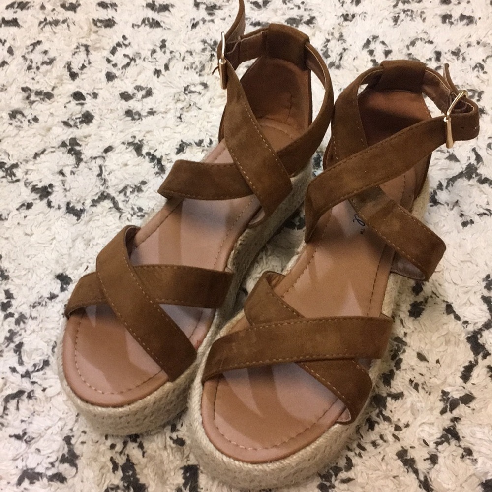 Brown platform sandals